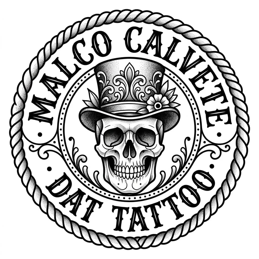 Mi nombre es Malco Calvete, me creé un perfil de Instagram que se llama Dat Tattoo y mi idea es enfocarme en neotradicional y black neo. Quiero un log circular para Instagram para mi página. Que se vea el nombre