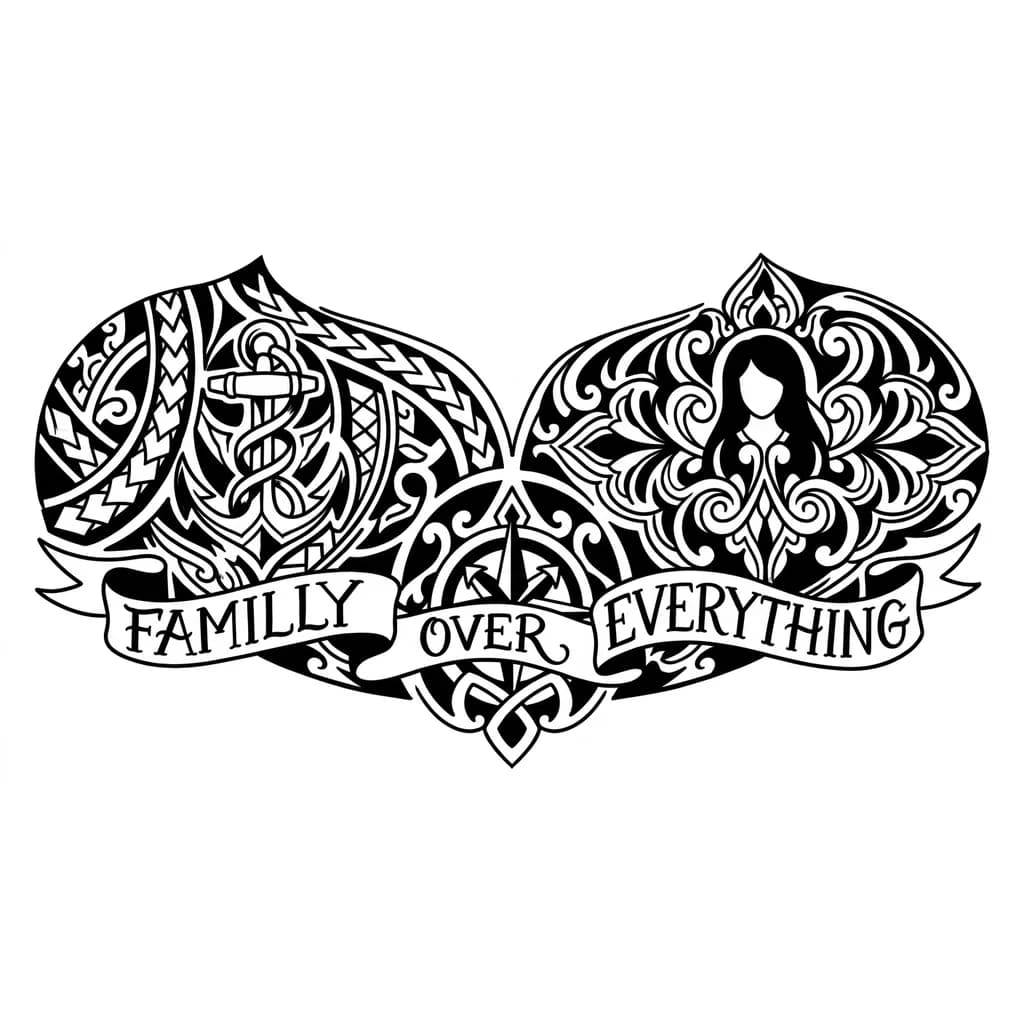 el pecho, que le ocupe de hombro a hombro, de estilo japonés, realista ,
tribal , old school,chicano, etc, eso le da igual mientras su idea se vea clara, en el dibujo quiere representar
a sus dos padres y a su hermano , con una frase integrada que diga algo referente a la temática de la
familia
