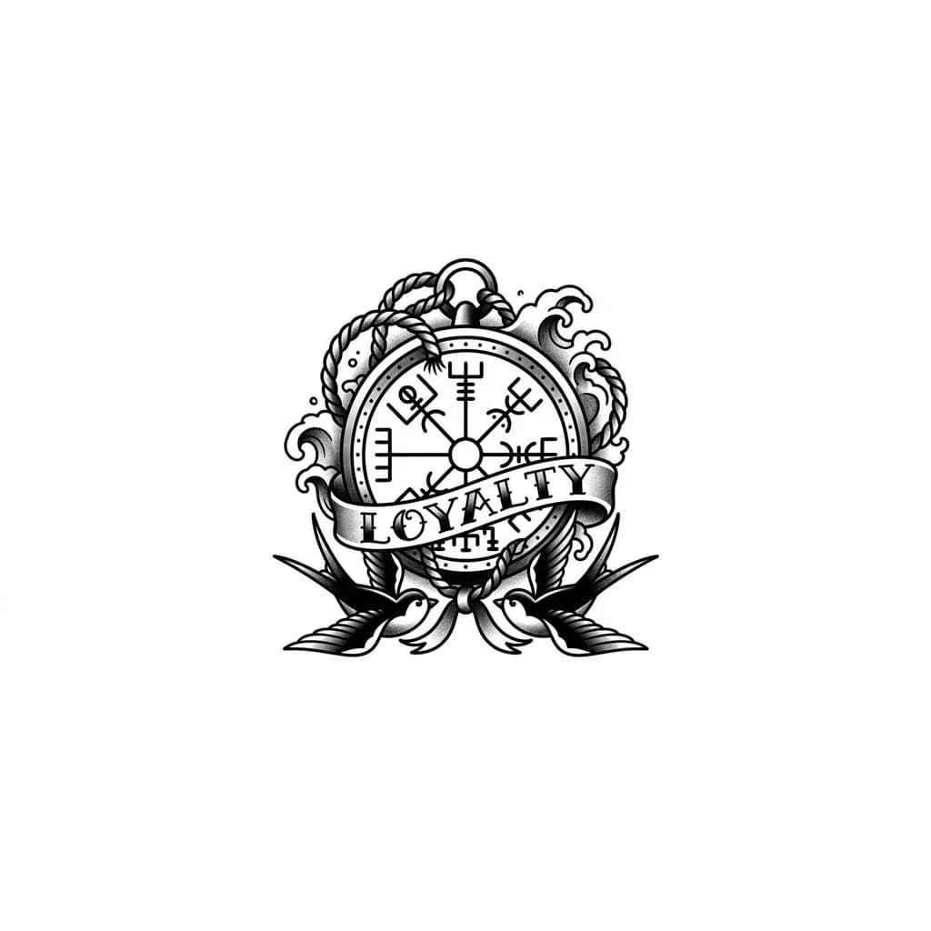Brújula vikinga, brazo,valores, lealtad