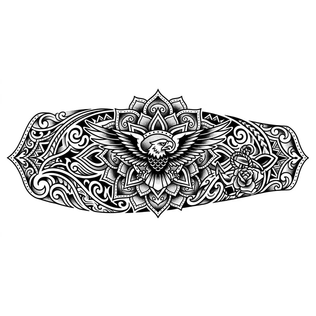Un tatuaje que cubra todo el antebrazo, pero tipo mandala con tribales samoanos.