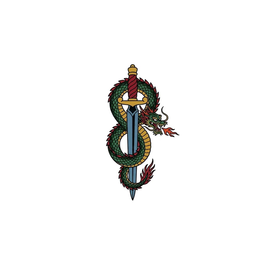It’s a back tattoo and it’s a big cool looking sword with a dragon wrapped around it