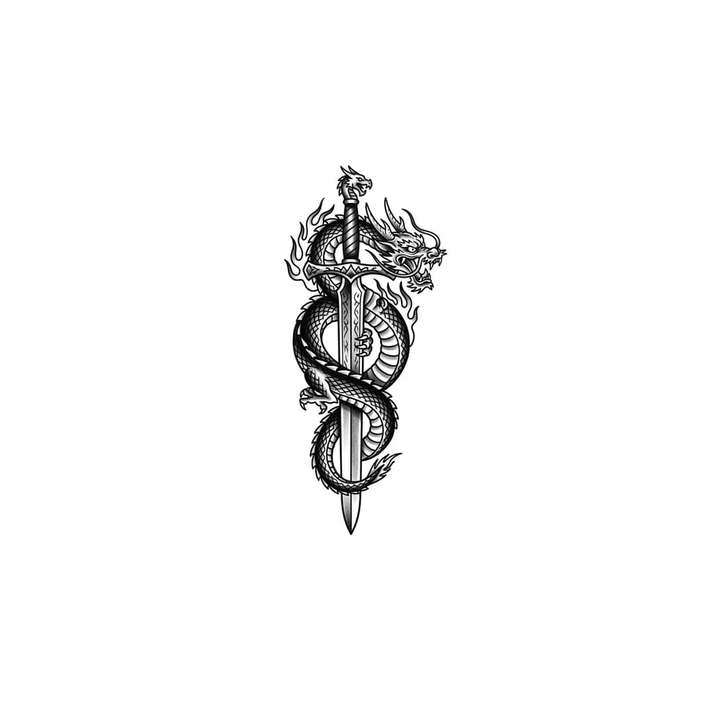 It’s a back tattoo and it’s a big cool looking sword with a mythical creature wrapped around it