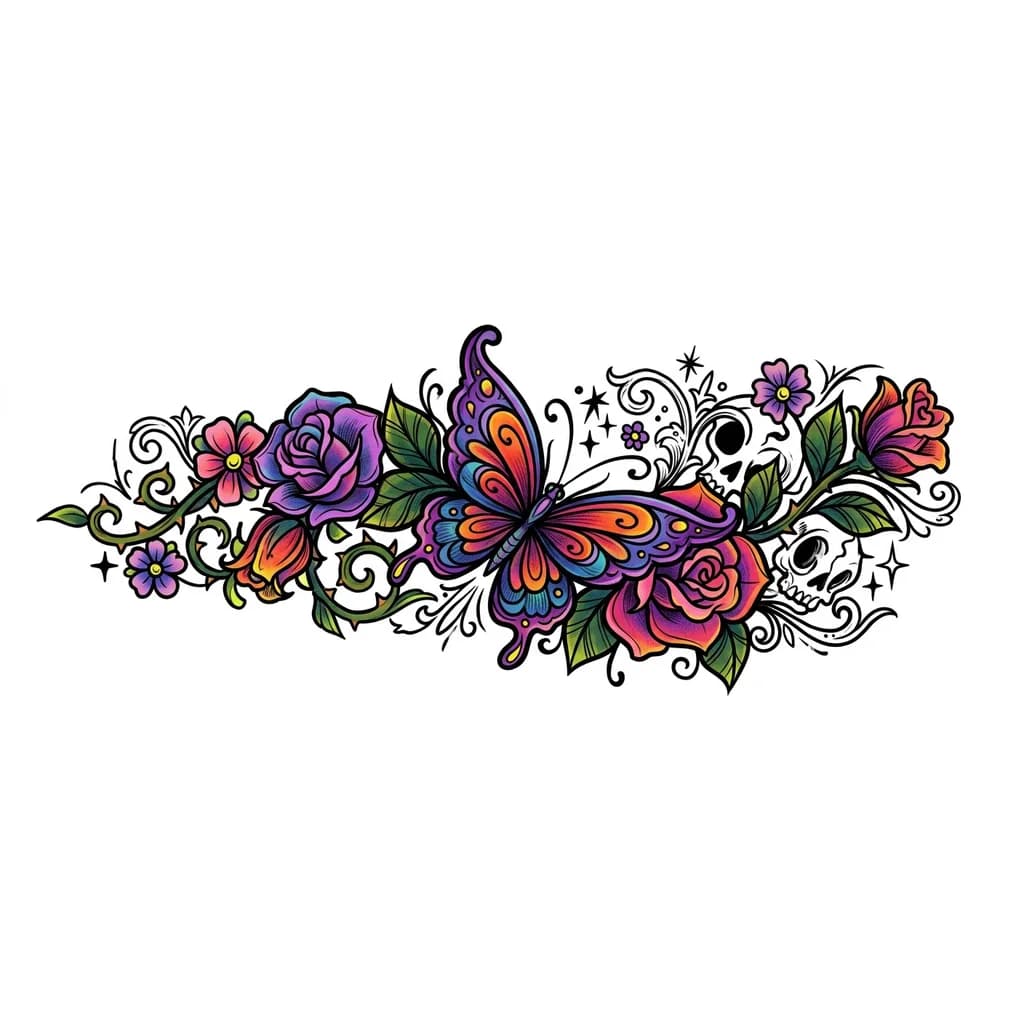 Flowers butterflies gothic 