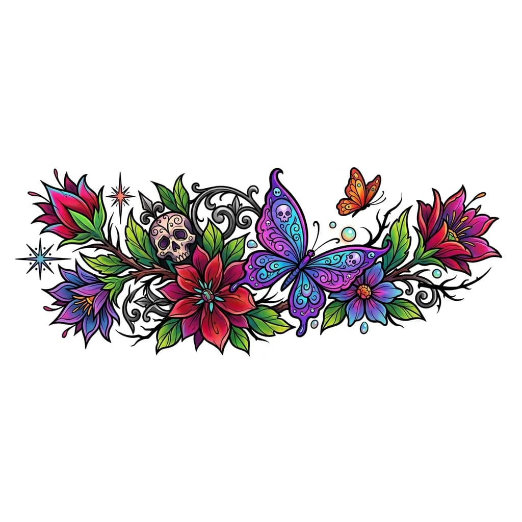 Flowers butterflies gothic 