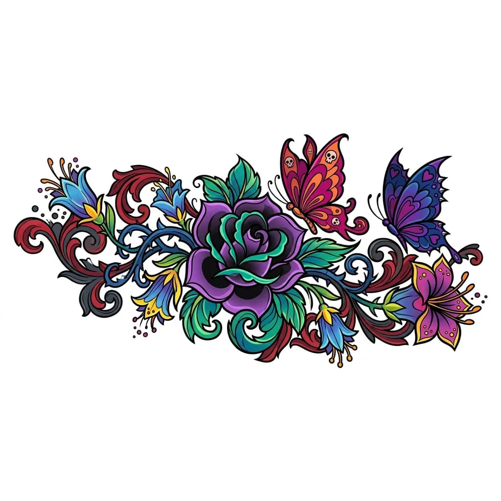Flowers butterflies gothic 