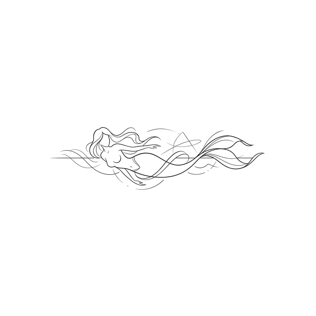 A mermaid with random lines around her