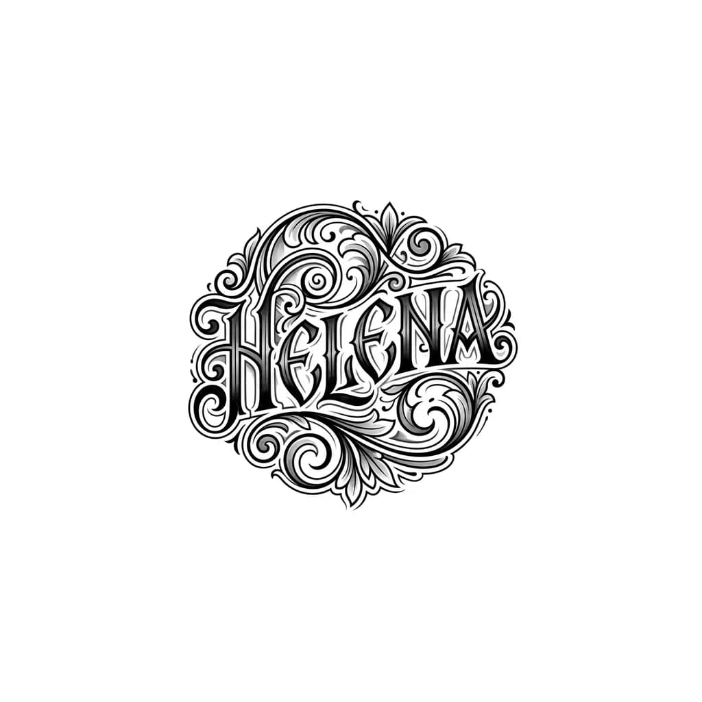 Nome Helena em grafia estilo Grécia antiga sem nenhuma outra informação além do nome 