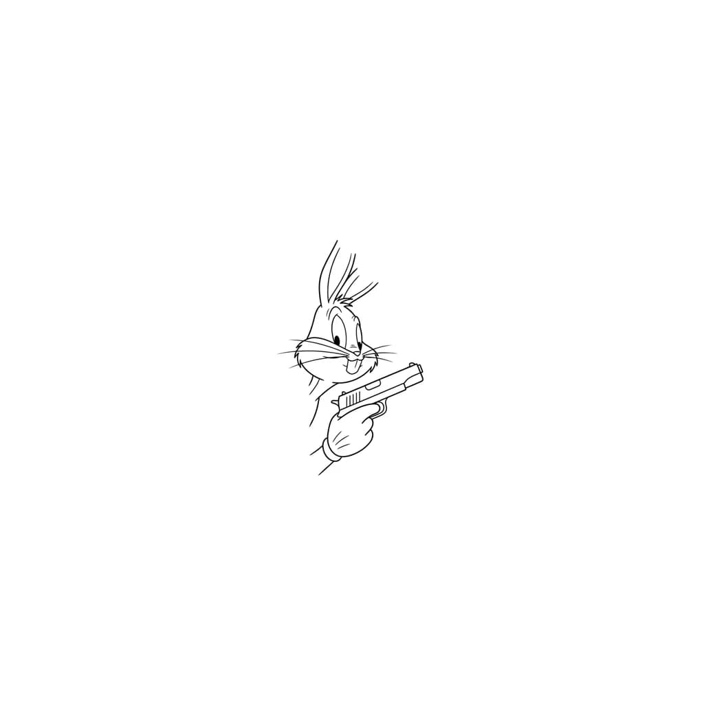 Bugs Bunny con un arma en la mano pero q bugs no se vea completo 
