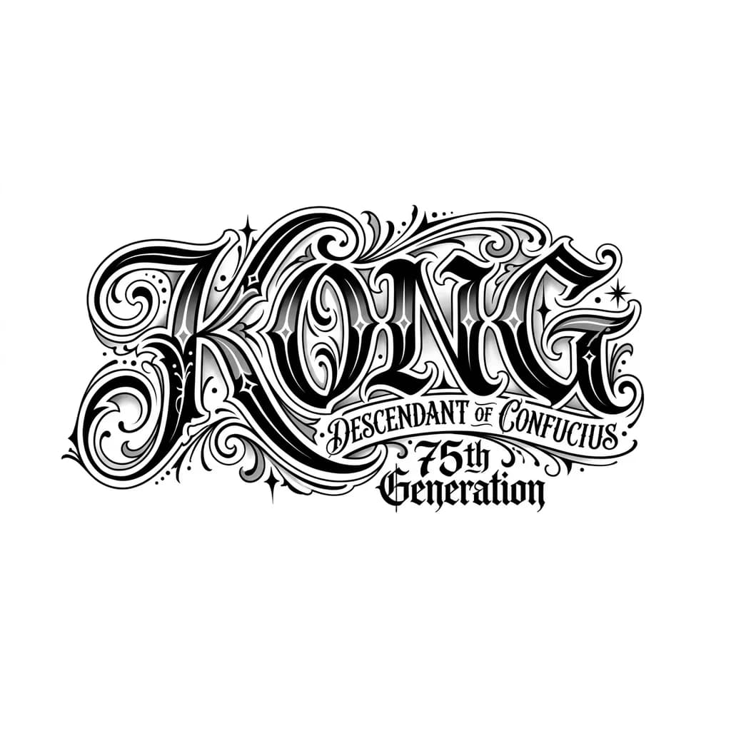 The word is “Kong” it means the descendant of Confucius. I’m the 75 th 