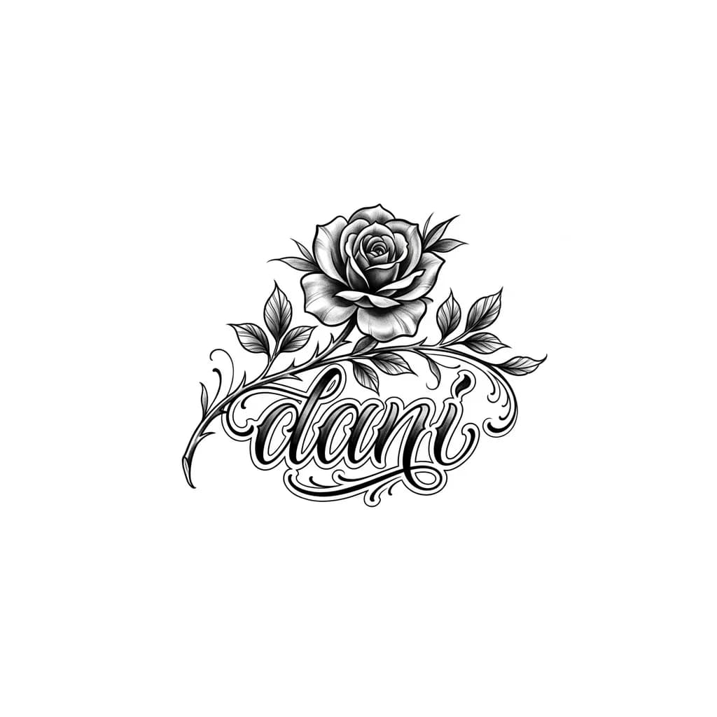 tatu con una rosa y en el ramo ponga dani todo seguido