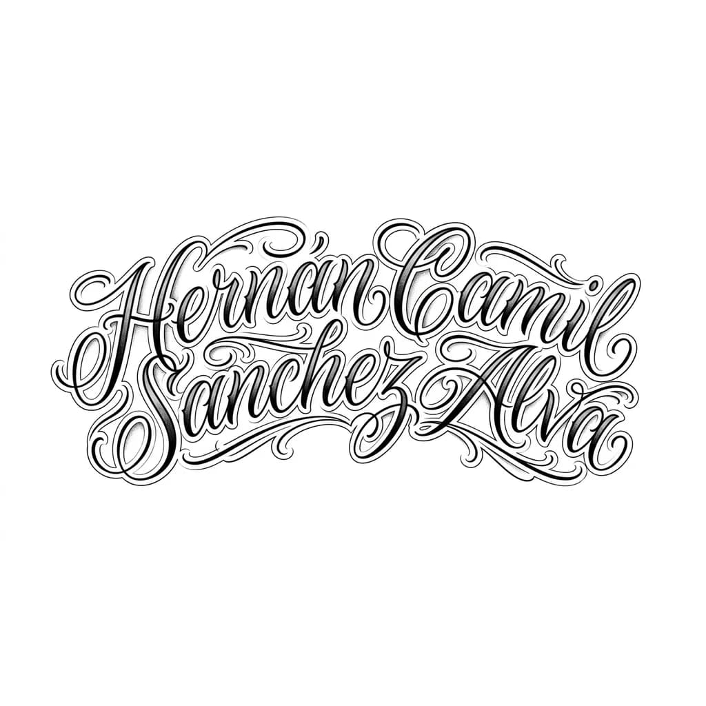Quiero un tatuaje tipo lettering , estilo chicano , con detalles y sombras , quiero letras delgadas pero entendibles