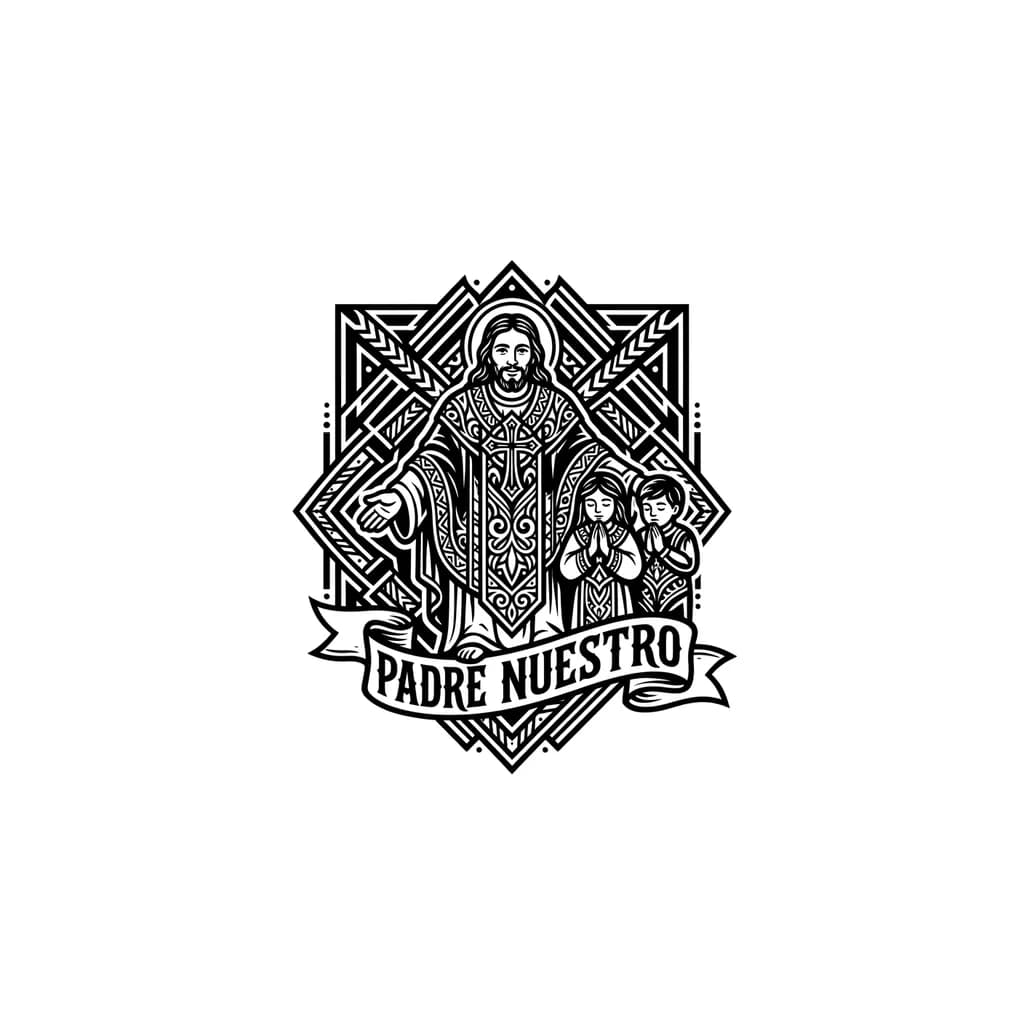 padre nuestro con mis hijos a un costado
