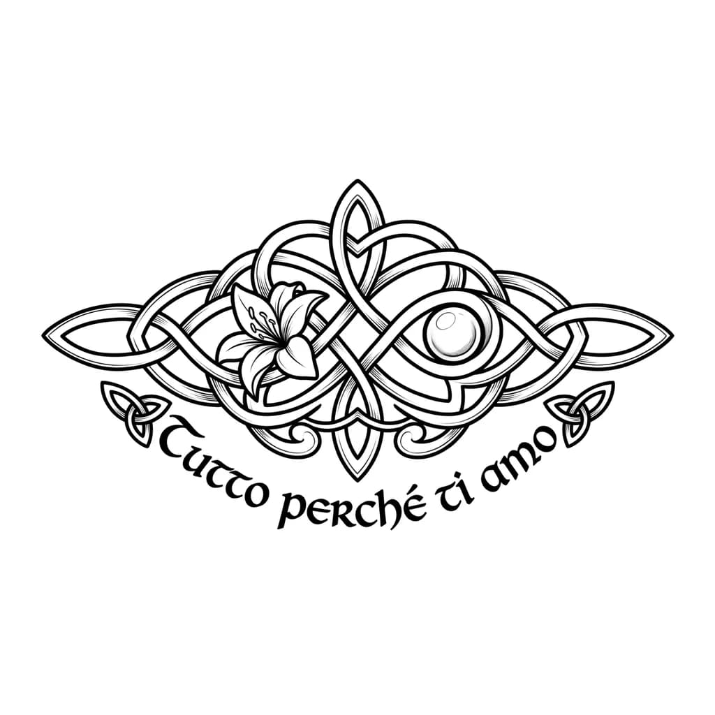 Tatuagem para casal com frase e que tenha representado lirio e pérola