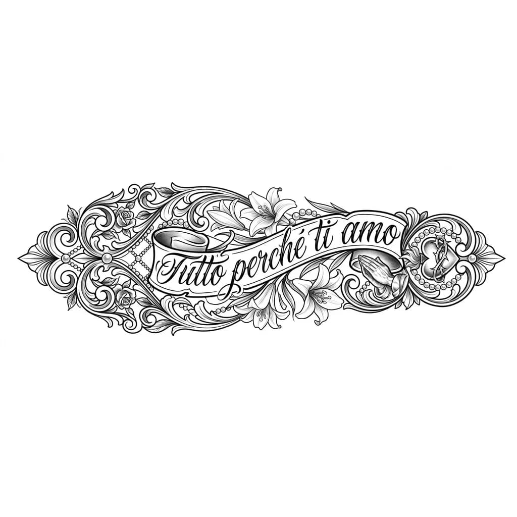 tatuagem sem cruz, sem santos ou santas, que tenha como representação lírios e pérolas