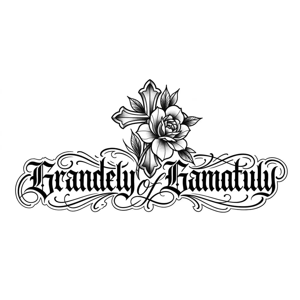 Un tatuaje para el antebrazo, que ponga cruz y flor, son los nombres de mis abuelos, que se unan mediante algo o que de alguna manera estén conectados