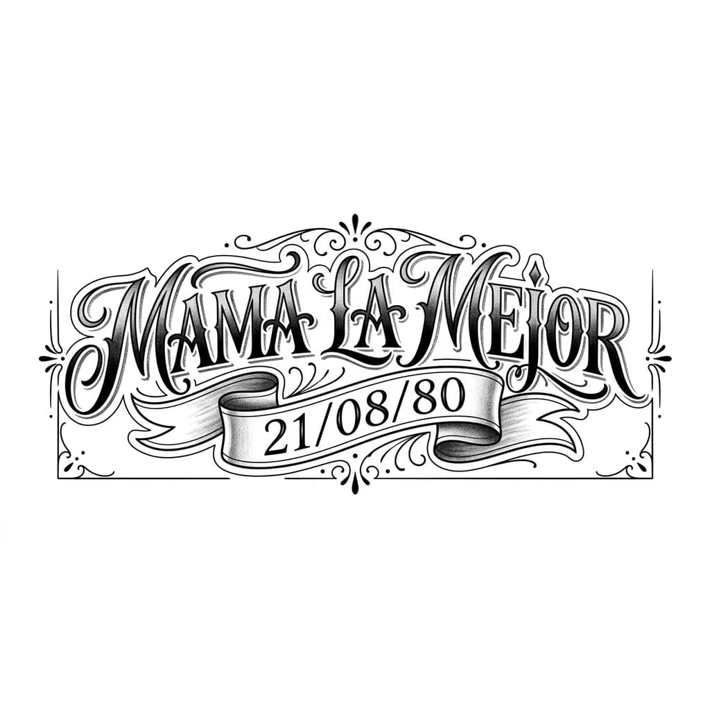 creame un tatuaje en el antebrazo que diga mama la mejor y la fecha de nacimiento que es 21/08/80
