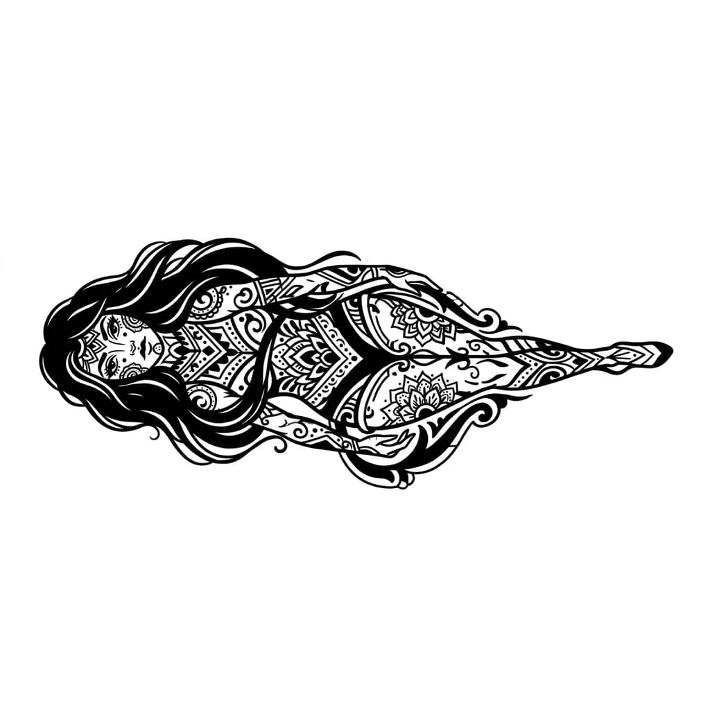 Verrate an fullbody Image of an pretty Woman with black Hair