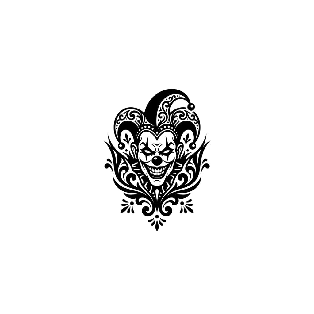 Quero uma tatuagem para nunca do palhaço art de terrifer, saindo da pele e sorrindo