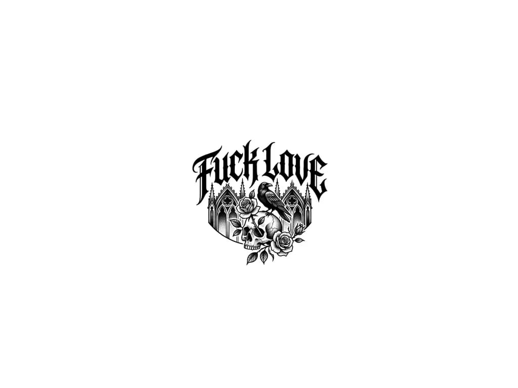 Me quiero hacer en el cuello por la parte derecha un tatuaje que diga "Fuck Love" con la letra de Barderos y agregar algo q se vea bien para no solo escribir