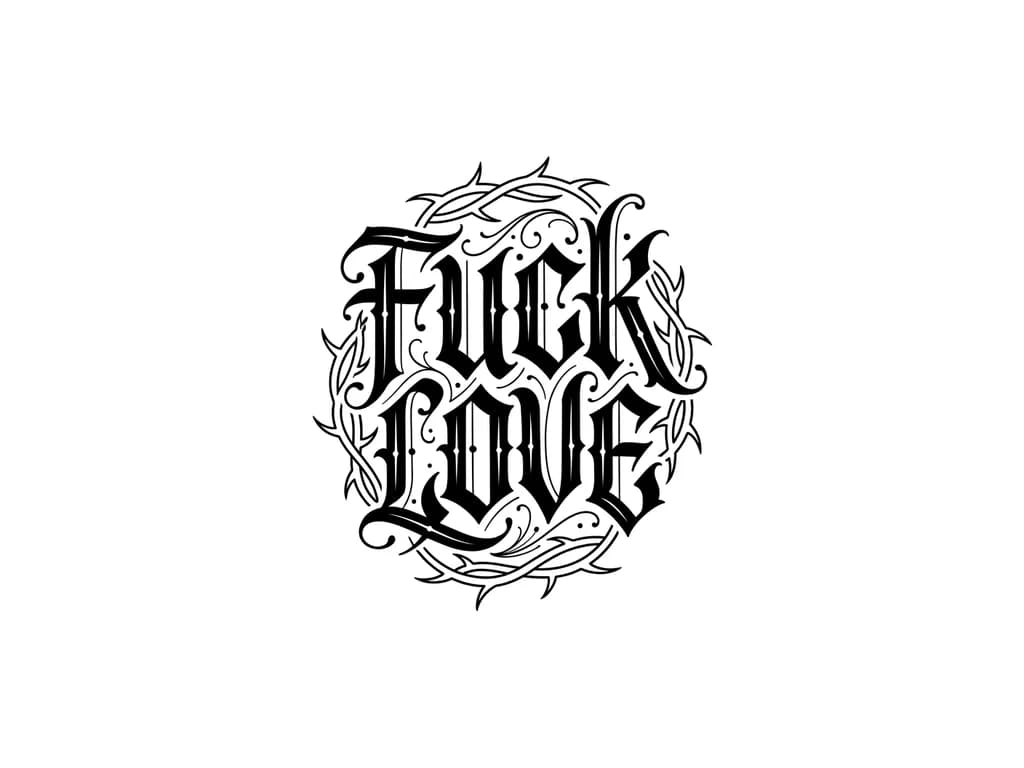 Me quiero hacer en el cuello por la parte derecha un tatuaje que diga "Fuck Love" con la letra de Barderos y agregar algo q se vea bien para no solo escribir