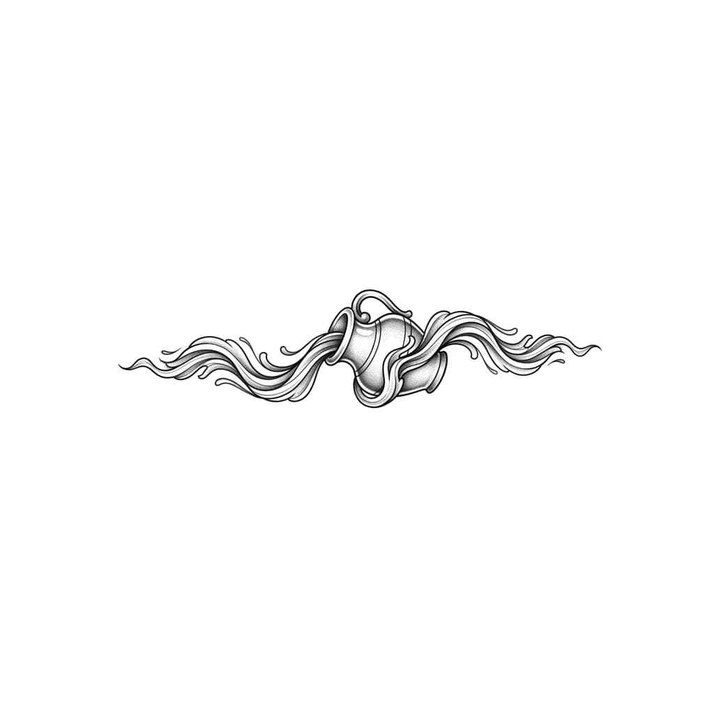 Aquarius tattoo without people. The tattoo is used as a cover for an existing tattoo.