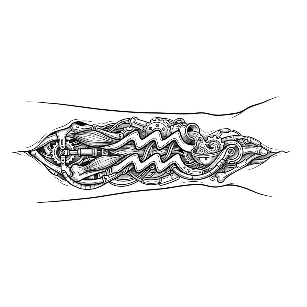 Aquarius tattoo without people. The tattoo is used as a cover for an existing tattoo.
