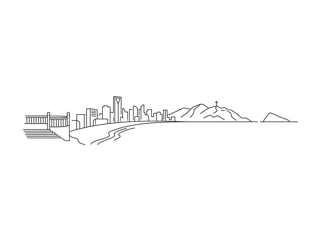 Quiero un tatuaje en horizontal paronamico de la playa de benidorm, zona de levante. Que la paronamica empiece desde el mirador del benidorm, pasando por el paseo maritimo (la playa, paseo, hoteles y apartamentos, la montaña con la cruz de benidorm) y acabe en la isla de benidorm.