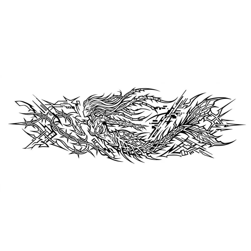 A mermaid with random lines around her