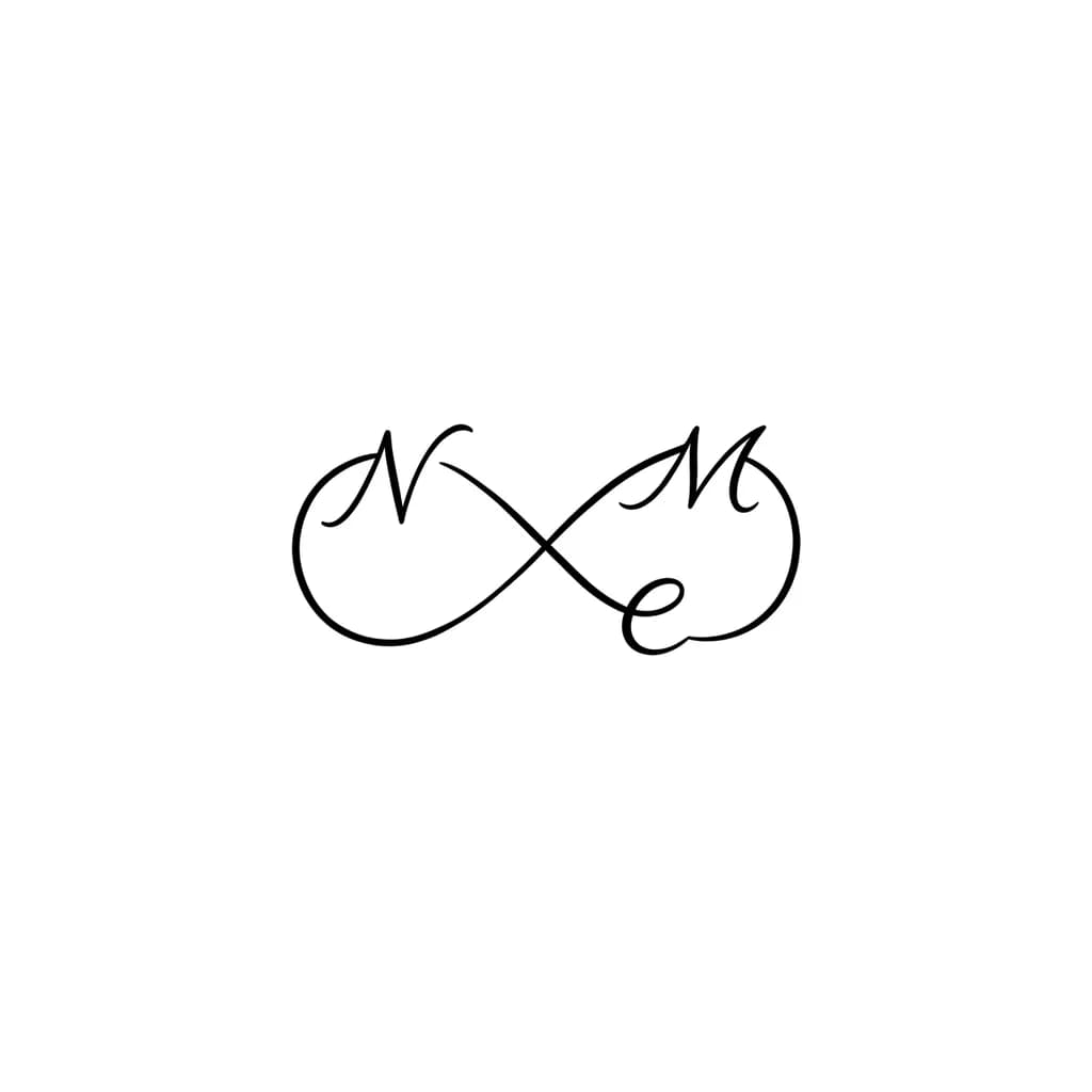 “A minimalistic fine-line infinity tattoo with the word ‘NEM’ subtly hidden within the curves of the infinity symbol. Elegant, small-sized design, delicate line work, clean and modern style, suitable for wrist or finger placement. The letters N, E, and M should blend naturally into the infinity shape, making the name discreet and artistic.” ✨