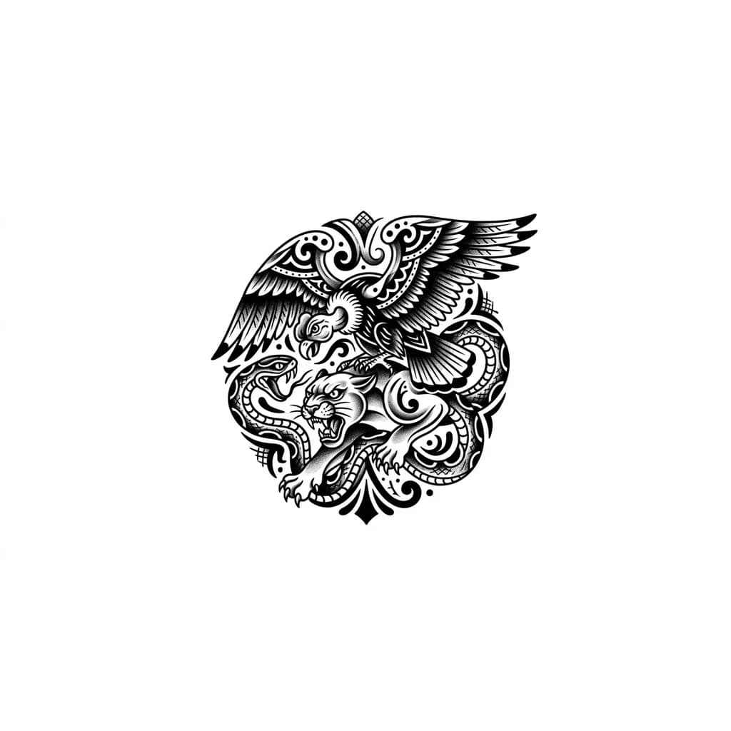 Style inca Peru
Condor serpent et puma entrelacer