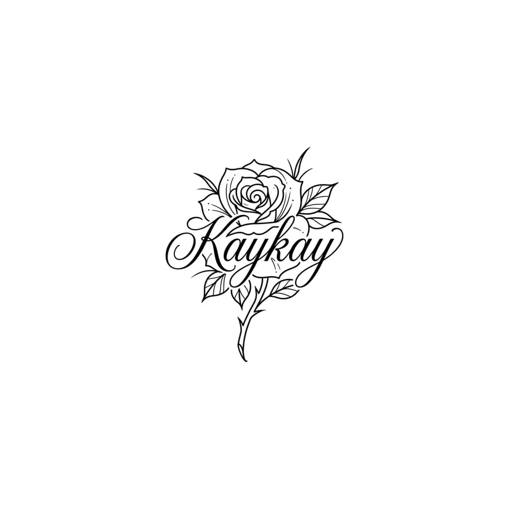 Kaykay tattoo written into a rose