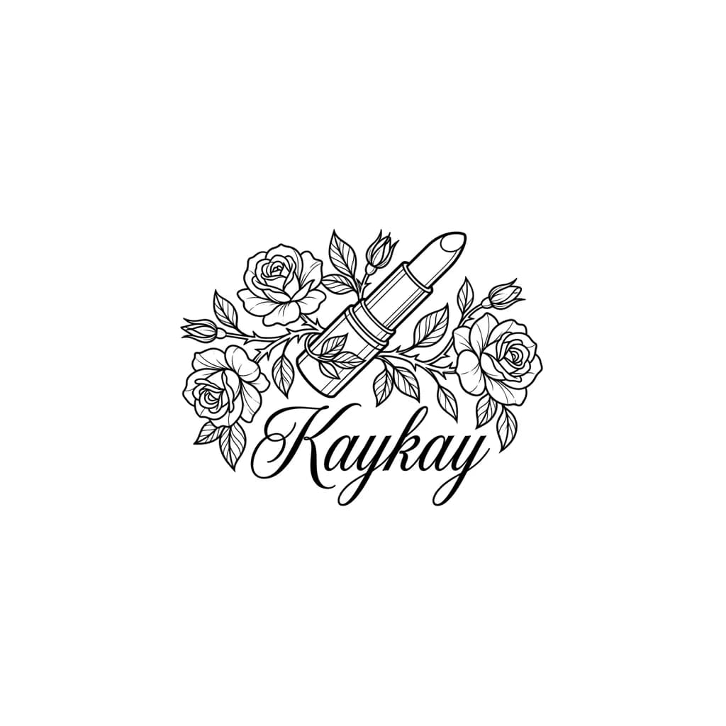 Kaykay tattoo written in lipstick and roses