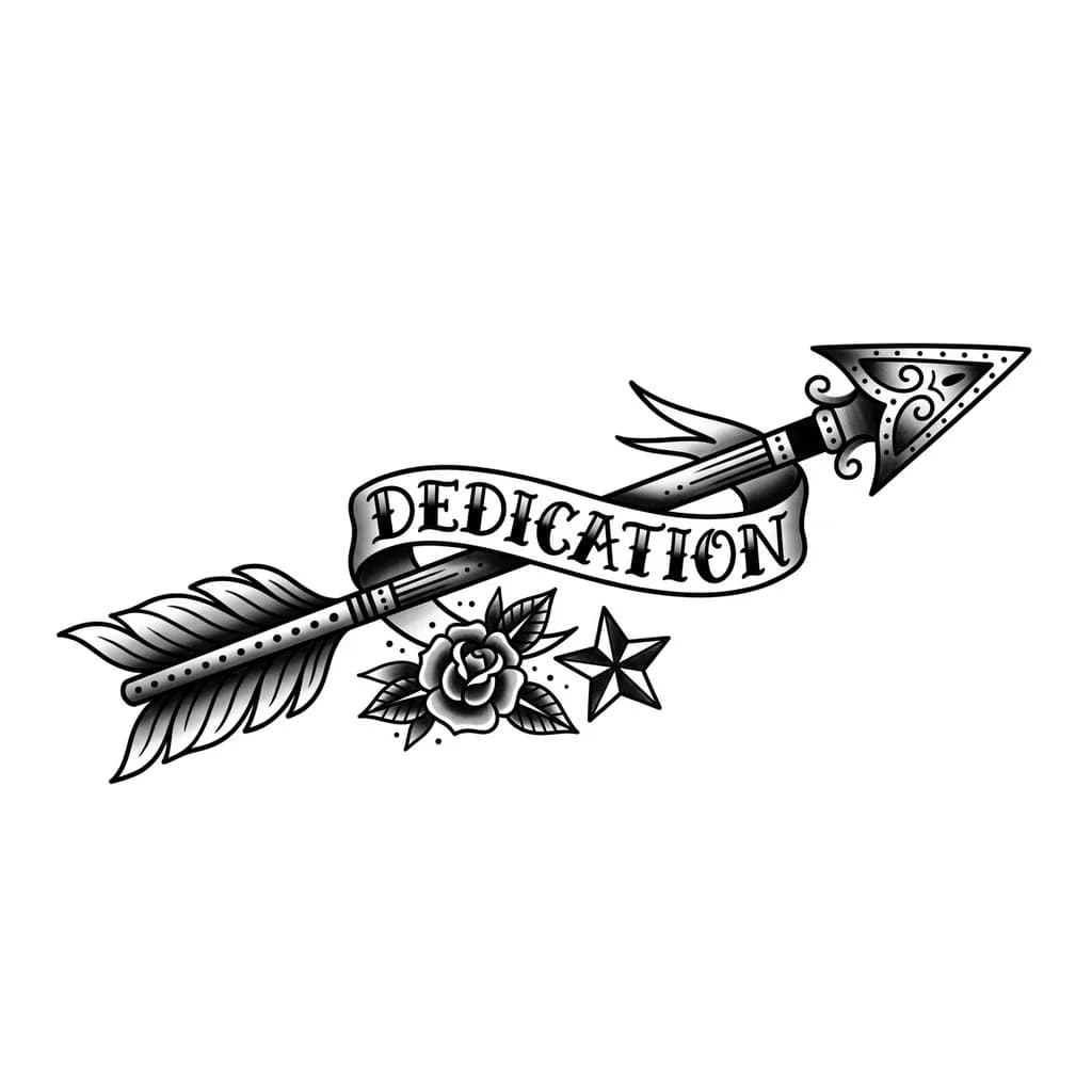 An arrow pointing meaning dedication.