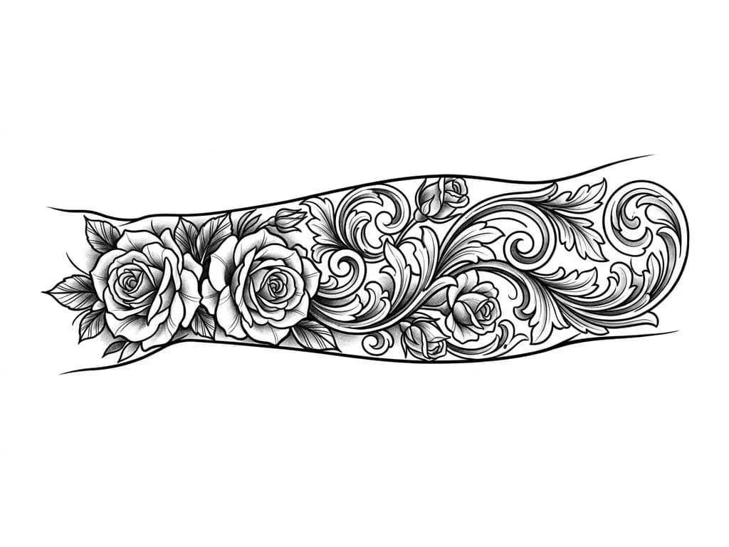 Left forearm, I want the whole forearm to be tattooed, there should be roses in the tattoo starting on my pulse and maybe add something that will suit the roses