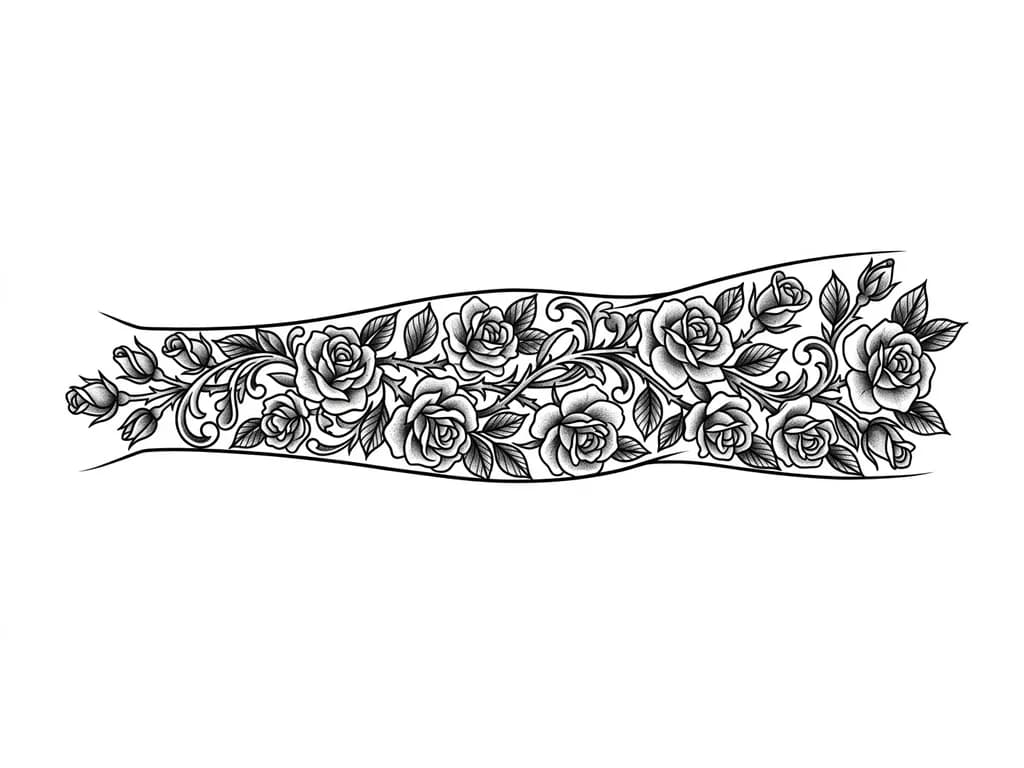 Left forearm, I want the whole forearm to be tattooed, there should be roses in the tattoo starting on my pulse and maybe add something that will suit the roses but make it 21 small roses
