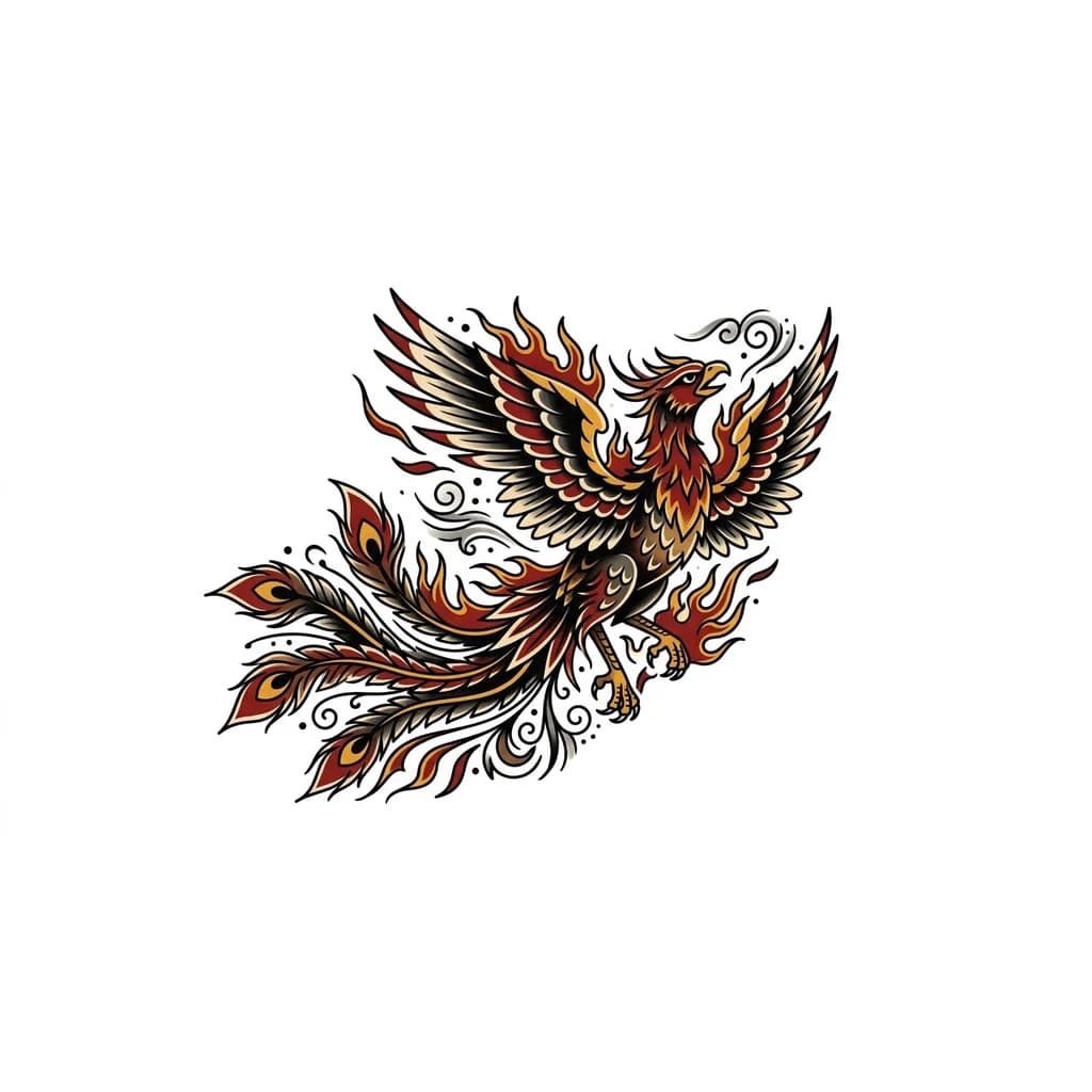custom phoenix leg tattoo concept based on your style feminine, detailed, fine-line or Japanese