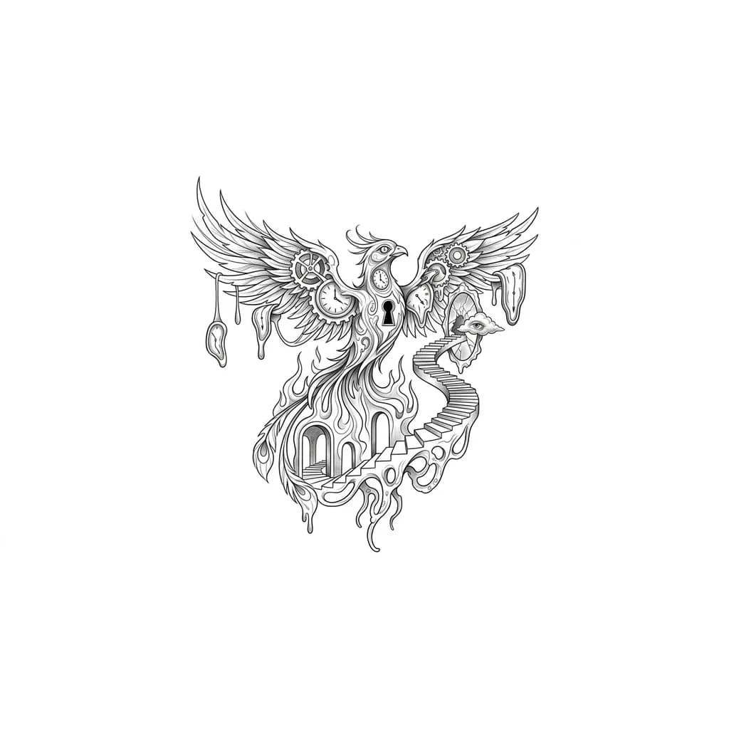 custom phoenix leg tattoo concept based on your style feminine, detailed, fine-line or Japanese