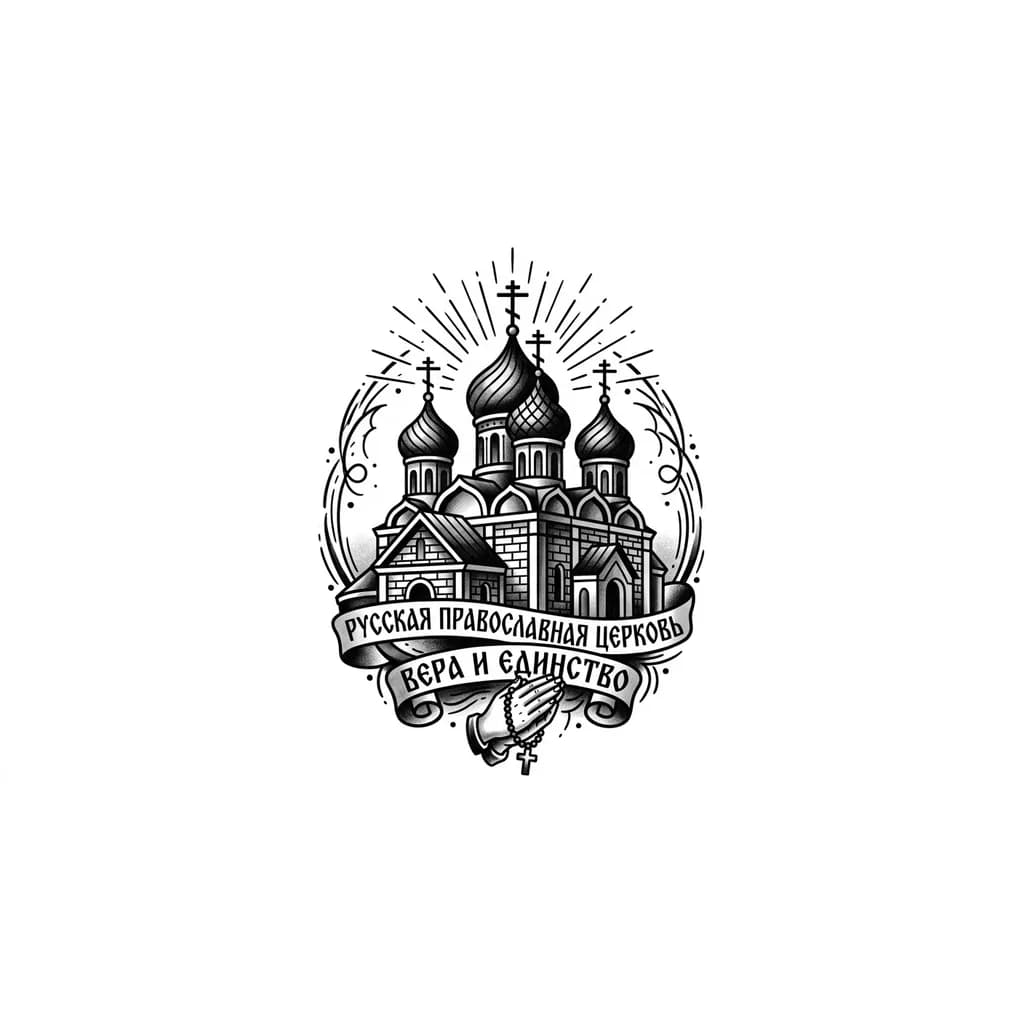 RUSSIAN TATTOO WITH RUSSIAN WORDS , RUSSIAN CHURCH
