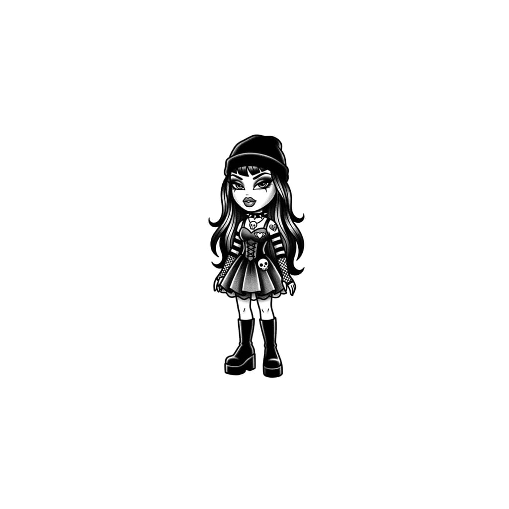 Bratz doll dressed in gothic clothing