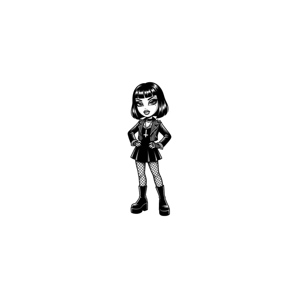 Bratz doll dressed in gothic clothing